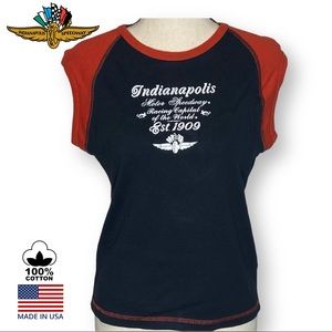 IndyCar Indianapolis Motor Speedway Cap Sleeved Raglan Shirt XL Made in USA